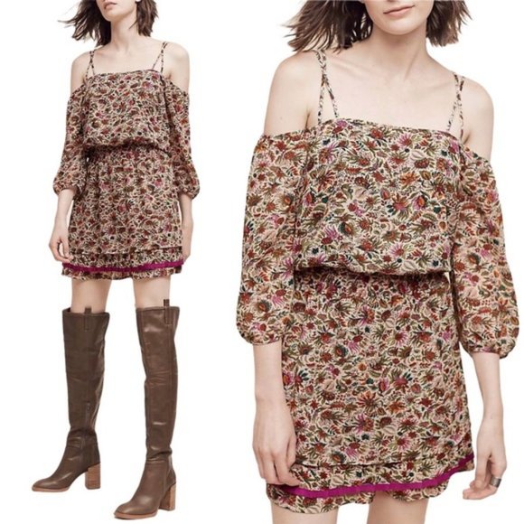 Anthropologie Floreat Floral Off Shoulder Dress 2 - Picture 2 of 8